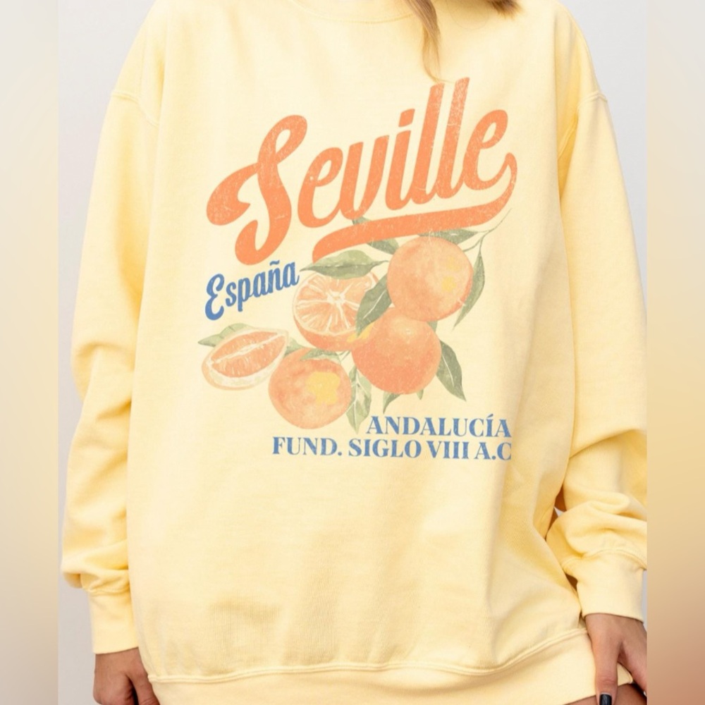 New Seville Espana Comfort Colors Crewneck Sweatshirt, Boho Retro Style …